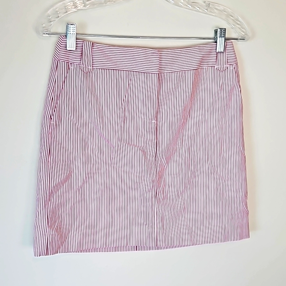 Ann Taylor Loft Petite Red White Seersucker Skirt 0